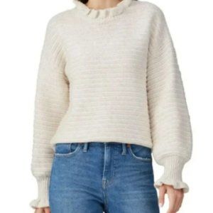 Madewell Merino Wool Blend Ruffled Collar and Cuffs Ladies Cream Sweater Size M